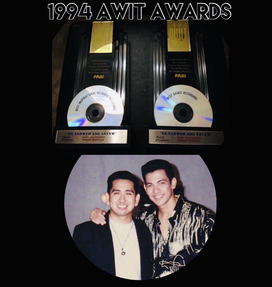 Throwback 28 yrs ago
1994 AWIT AWARDS
SA YAHWEH ANG SAYAW
Best Inspirational Religious Recording / Best Dance Recording 
Psalm 149:3Praise His name with dancing and make music to Him with timbrel and harp.
4For the LORD takes delight in His people; He crowns the humble w victory.