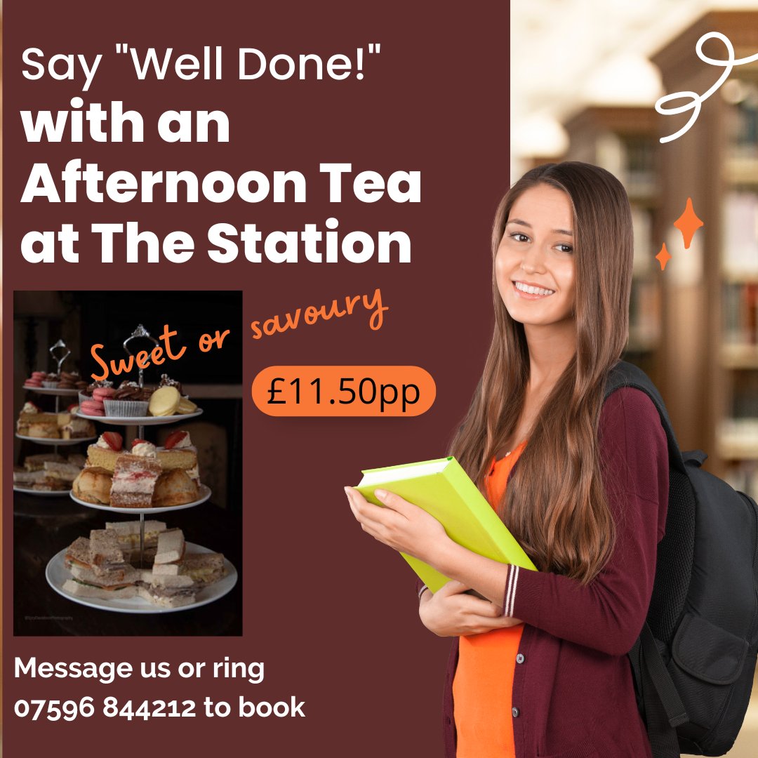 Give your son or daughter a post-exams treat by booking a sweet or savoury Afternoon Tea at The Station. Our pastry chef will produce an exquisite selection to say "Well done!" stationhotelnorthallerton.co.uk #Northallerton #tearoom #afternoontea #cafe #GCSEs #Alevels #giftvouchers