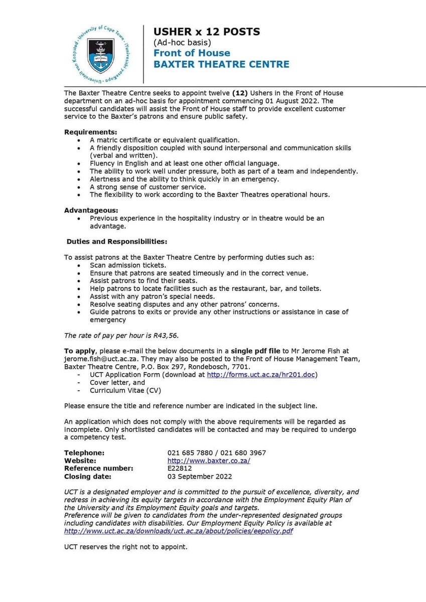 MetjahTebogo's tweet photo. Job vacancies ‼️
Please retweet 🙌 🙏🏾 https://t.co/c8o7nNXtvz