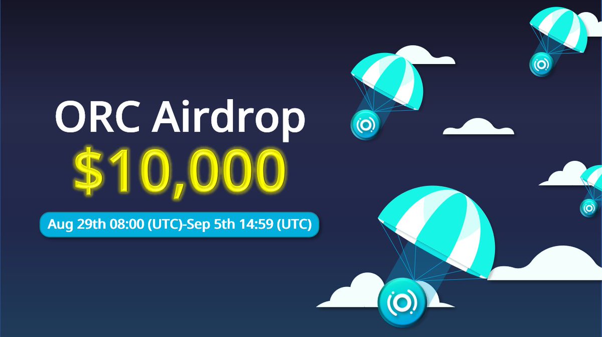 📡Orbit Chain Community Participation Airdrop Event
To celebrate the ORC listing on Huobi🔥

🏆10,000 $ORC for WINNERS!!!
🗓️Aug 29th 8:00 (UTC)-Sep 5th 14:59 (UTC)

How to participate?
Complete missions in Gleam: url.kr/36ytfs

#OrbitChain #Airdrop #Giveaway $ORC