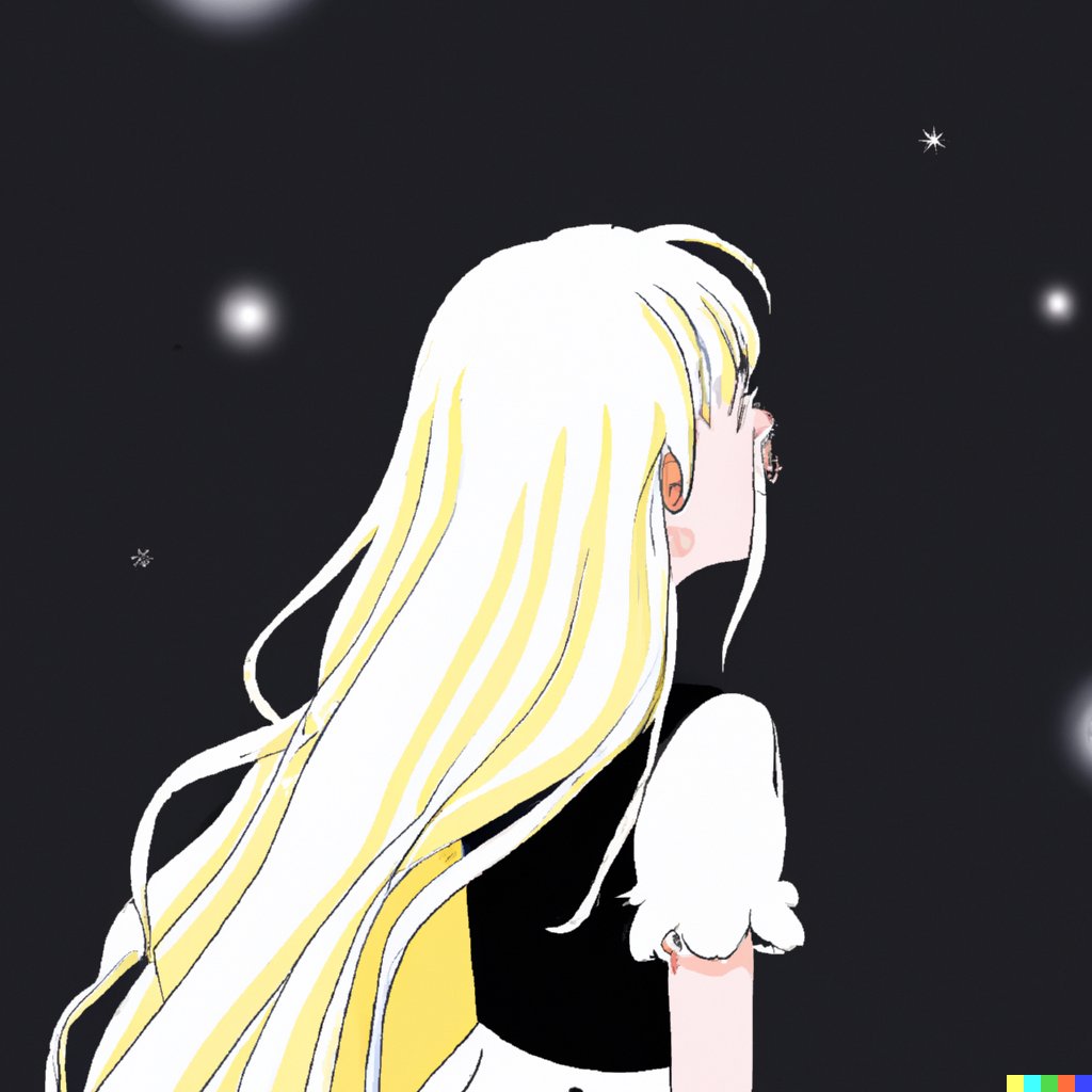 「DALL・Eの登録完了したので同じコマンドでホワイトホールちゃんを描いてもらった」|西倉新久🍛🎸単行本発売中のイラスト
