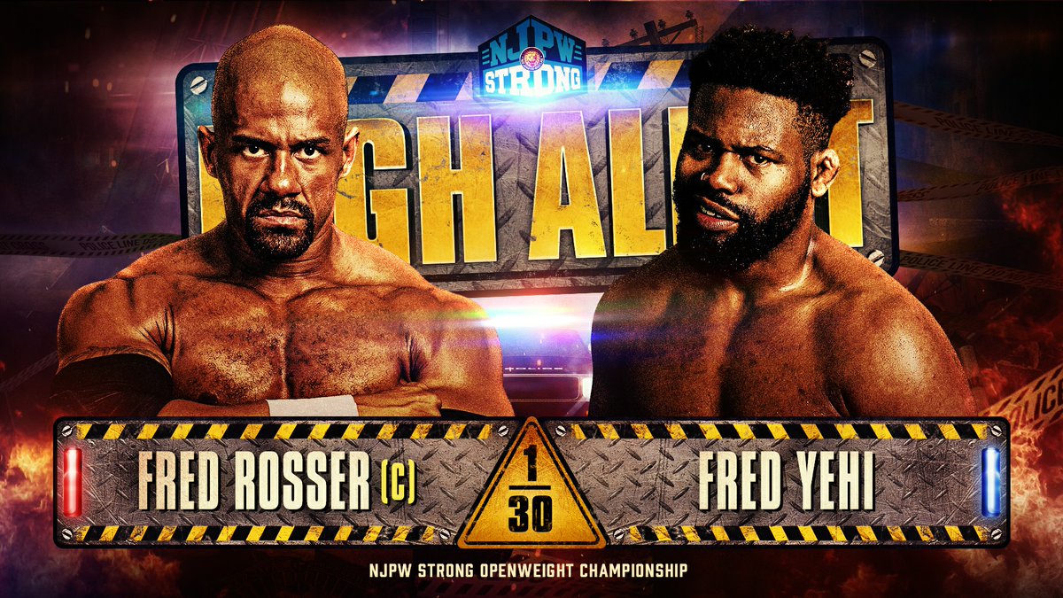 NJPWofAmerica's tweet photo. STARTING NOW!! #njpwSTRONG continues the High Alert series!
In action:
๐ง @TheJohnSkyler ๐ #LuckyAli
๐ง @MadKing1981 ๐ @JakeSomething_
Strong Openweight Championship Match:
๐ง @realfredrosser (C) ๐ @fredyehi
Tune in on @FiteTV and @njpwworld!
#njHighAlert https://t.co/wAbTwvL2hi