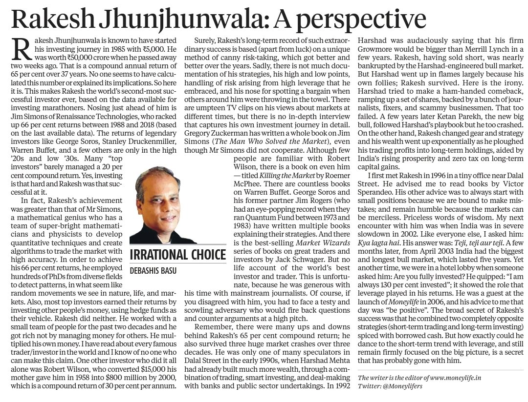 dmuthuk's tweet photo. Here is the @Moneylifers article on Rakesh Jhunjhunwala. Enjoy reading. https://t.co/Ga2IIRyFX7
