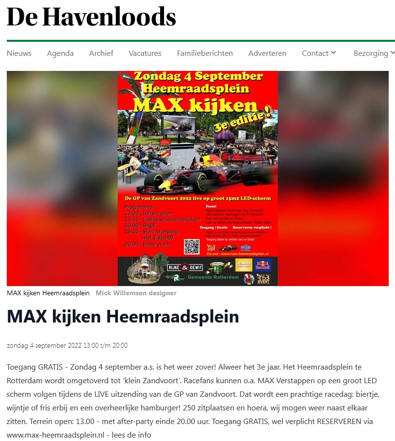 Toegang Gratis! Er zijn nog enkele tickets, reserveren verplicht via max-heemraadsplein.nl Tot zondag a.s.!  #maxverstappen #grandprix #zandvoort #evenement #event #buitenbar #hamburgers