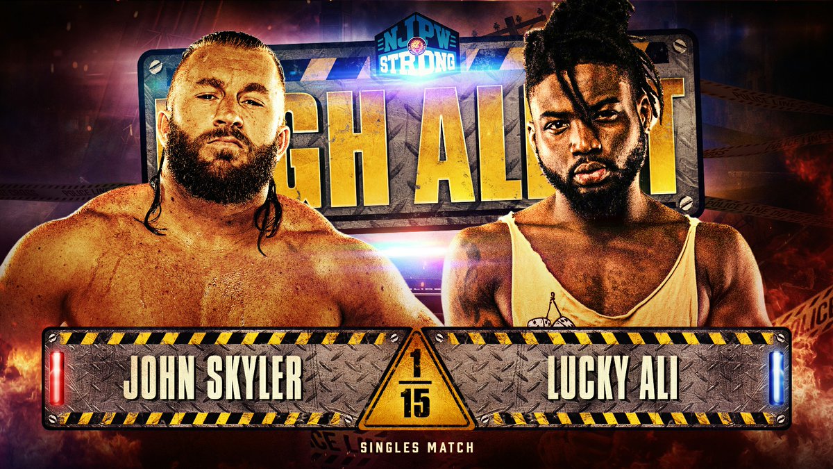 NJPWofAmerica's tweet photo. TODAY!! 8/7c #njpwSTRONG continues the High Alert series!
In action:
๐ง @TheJohnSkyler ๐ #LuckyAli
Tune in on @FiteTV and @njpwworld!
#njHighAlert https://t.co/fTa09dr6hl