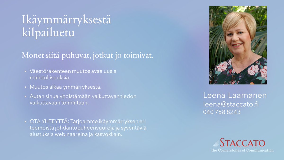 LeenaLaamanen's tweet photo. Jos #ikäymmärrys = #kilpailuetu on vielä tuntematon yhtälö, tämä on sinulle. #strategia #monimuotoisuus #viestintä https://t.co/X8QTpczd7v