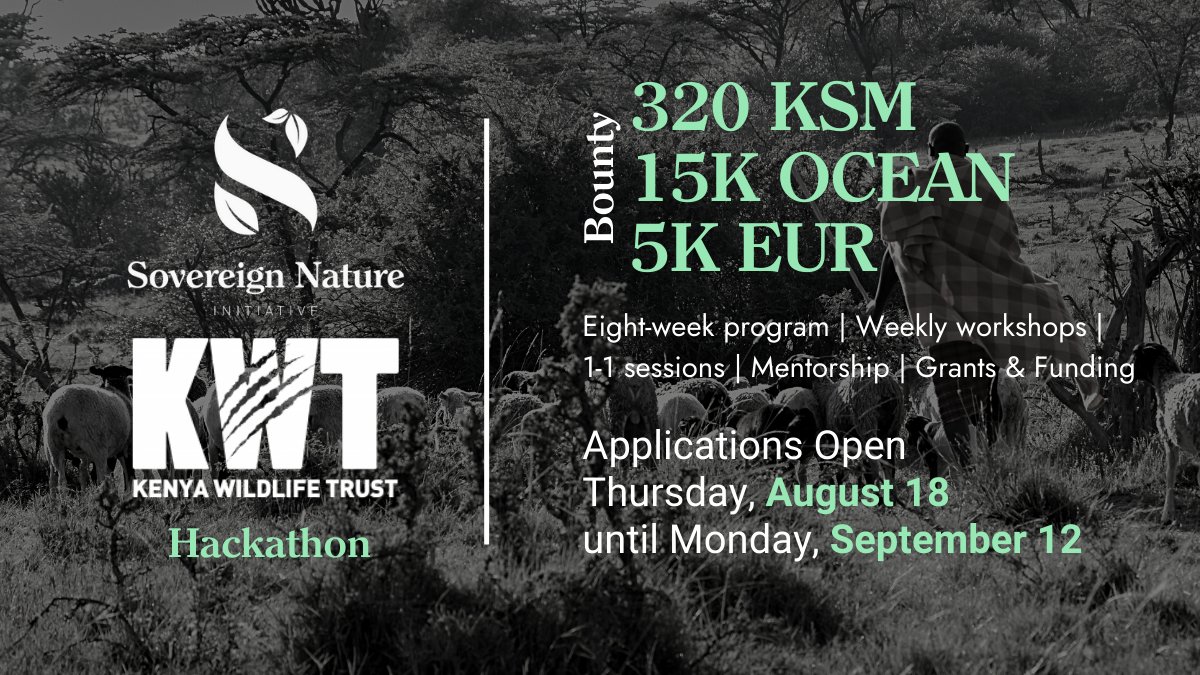 Our team is excited to be a partner for <a href="/sovereignnature/">Sovereign Nature Initiative</a>’s upcoming hackathon, held in partnership with <a href="/kenyawildtrust/">Kenya Wildlife Trust</a>!

This hackathon will be focused on developing #web3 solutions for protecting predators in the Maasai Mara.

Apply by September 12! 🦁
bit.ly/sni-kwt-hackat…