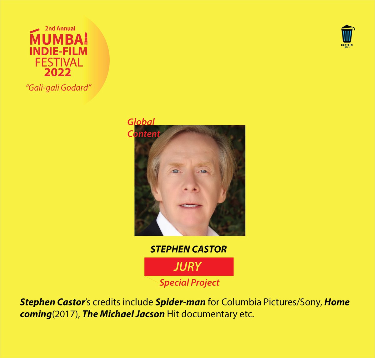 Dear All,
Let's Welcome one new member to our Jury panel #SpecialProject #GlobalContent #stephencastor
Stephen Castor’s credits include Spider-man for Columbia Pictures/Sony, Homecoming (2017), The Michael Jackson Hit documentary, etc.
#MumbaiIndiefilmFestival22 https://t.co/7bKN2nFSad