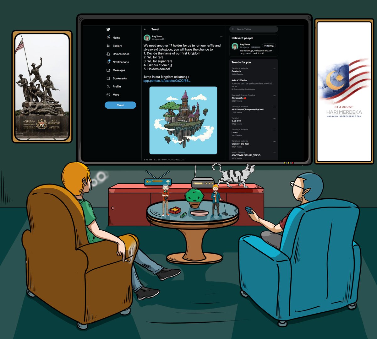 RancakSessioNFT's tweet image. We need another 17 holder for us to run our raffle and giveaway! Letsgooo, you will have the chance to 
1. Decide the name of our first kingdom
2. WL for rare
3. WL for super rare
4. Get our 15cm rug
5. Holders decide!

tweet by: @rugverse22 
#rancaknews #BNB #NFTCommunity