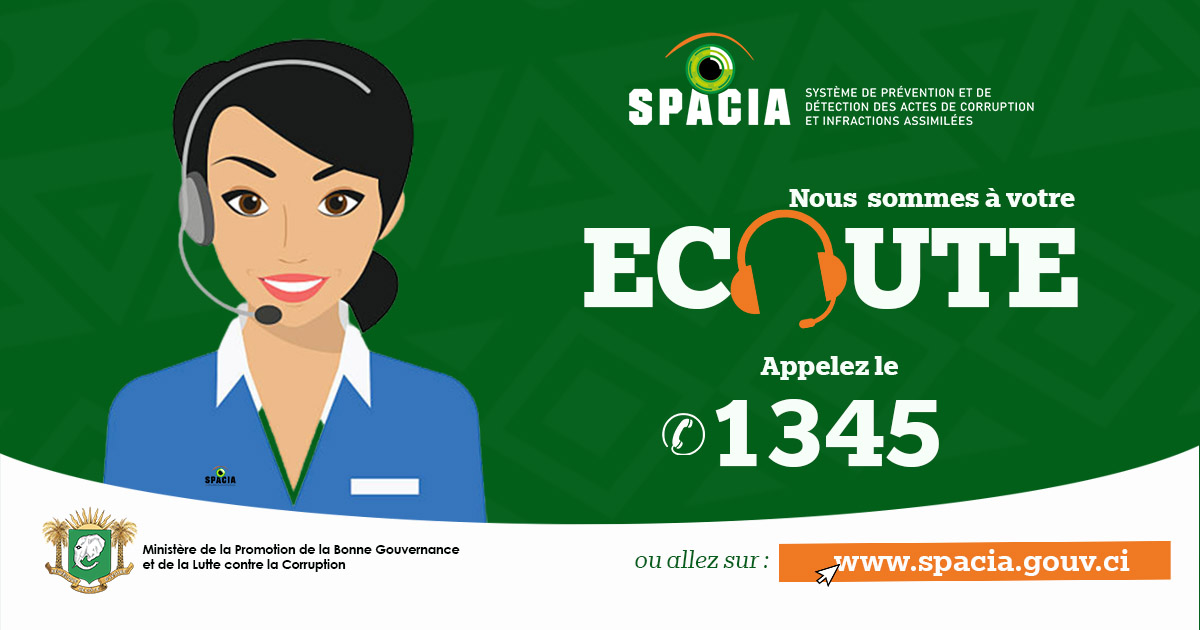 spaciaci's tweet photo. Que faire si vous êtes victime ou témoin de faits de corruption ? 

Alertez ici 👉🏽https://t.co/ZtX7qUe3xv Ou 
Appelez gratuitement le 📞1345  

Nous sommes à votre Ecoute!

#stopcorruption #letatvousvoit https://t.co/iohuXhAjQ0