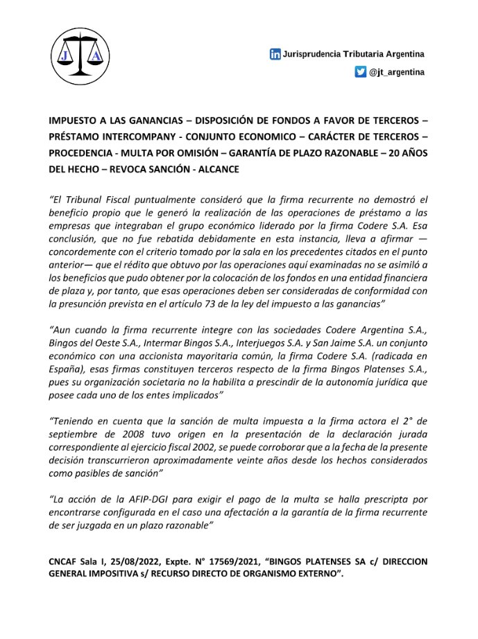 La Sala I de la CNCAF resolvió dejar sin efecto una sanción de multa por omisión fiscal al considerar que, habiendo transcurrido 20 años desde el hecho infraccional, la acción de la AFIP se hallaba prescripta por aplicación de la garantía de ser juzgado en plazo razonable