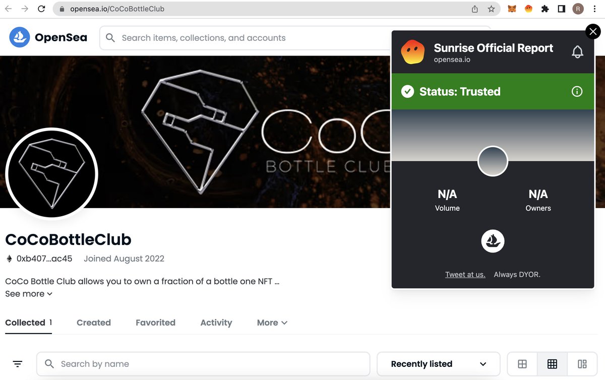 We are getting ready for our FIRST #NFTDrop &amp; we are <a href="/Sunrise_WTF/">Sunrise - NFT Scam Protector</a>  VERIFIED!
Use the extension to avoid scams!

#CoCoBC
#CoCo
#NFT
#Collection
#NFTART