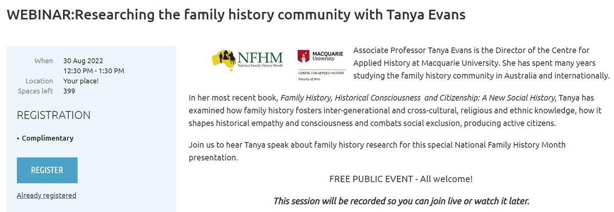 thepatientgenie's tweet photo. Soc of Aust Genealogists (@archive_SAG)  is celebrating it's 90th birthday this month. Lots of events happening including this complimentary webinar which is being recorded if you cant attend at 12:30pm AEST tomorrow. #SAG90 #FamilyHistoryMonth Register at https://t.co/XxUT83TRV8 https://t.co/TWrQQKVCtl