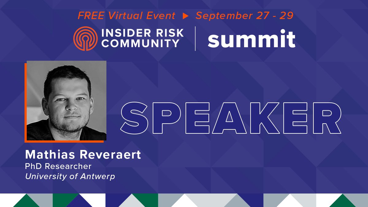 MattiReveraert's tweet photo. I’m proud to share I’m speaking at the Insider Risk Summit this Sept. 27-29. Join me at this free virtual event dedicated to #InsiderRiskManagement. Register today https://t.co/Gw4V4aWGdP #InsiderRiskSmt https://t.co/mnrPV4kNNw
