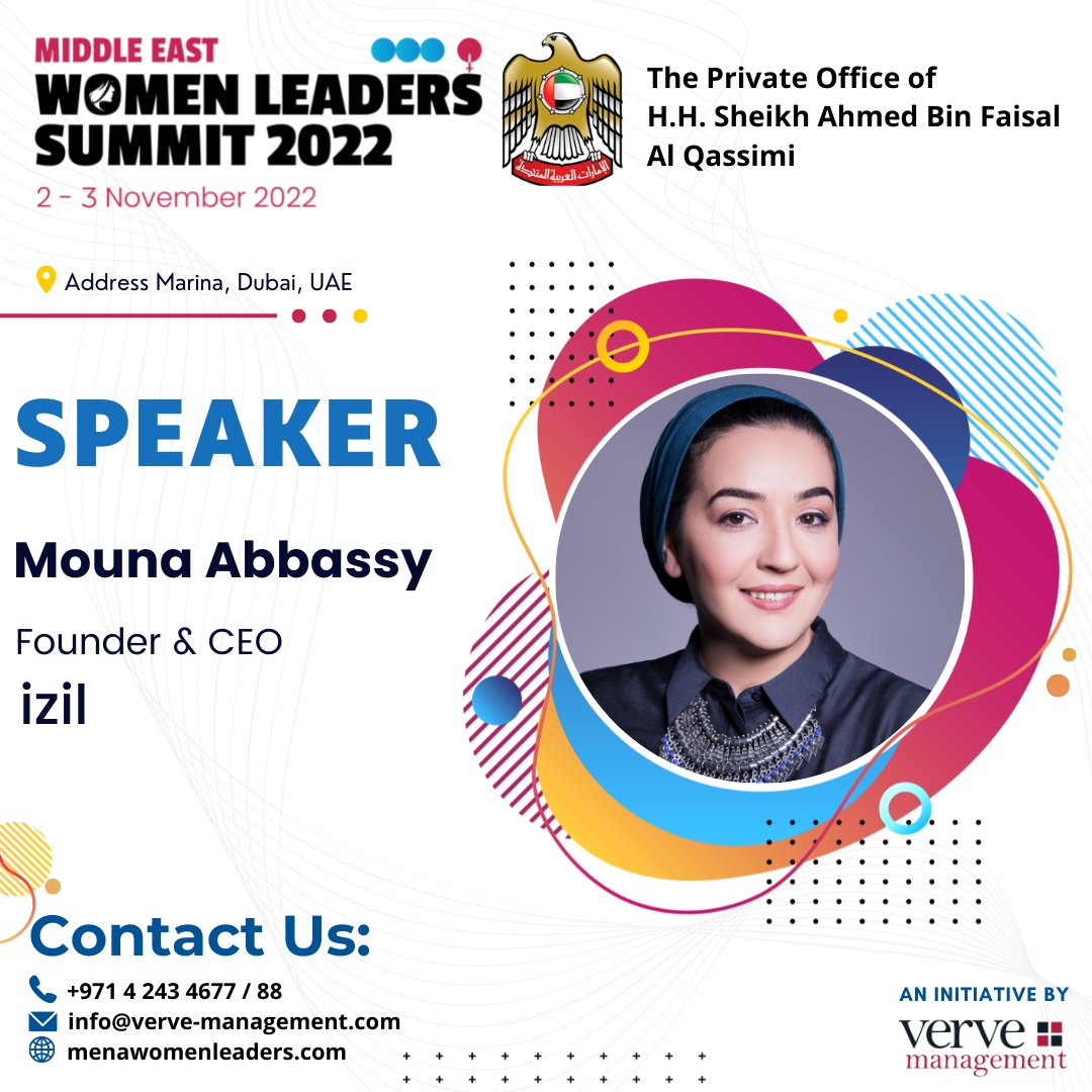 Introducing Mouna Abbassy, Founder &amp; CEO at IZIL Beauty as our speaker for the Middle East Women Leaders' Summit 2022 - Under the Patronage of The Private Office of H.H. Sheikh Ahmed Bin Faisal Al-Qassimi at the Address Marina in Dubai, on Nov 2 &amp; 3. 

#WLS22