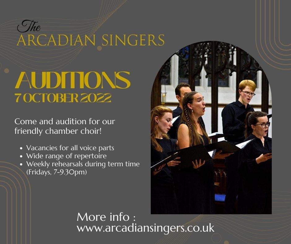 Auditions 7 October! More info: arcadiansingers.co.uk
