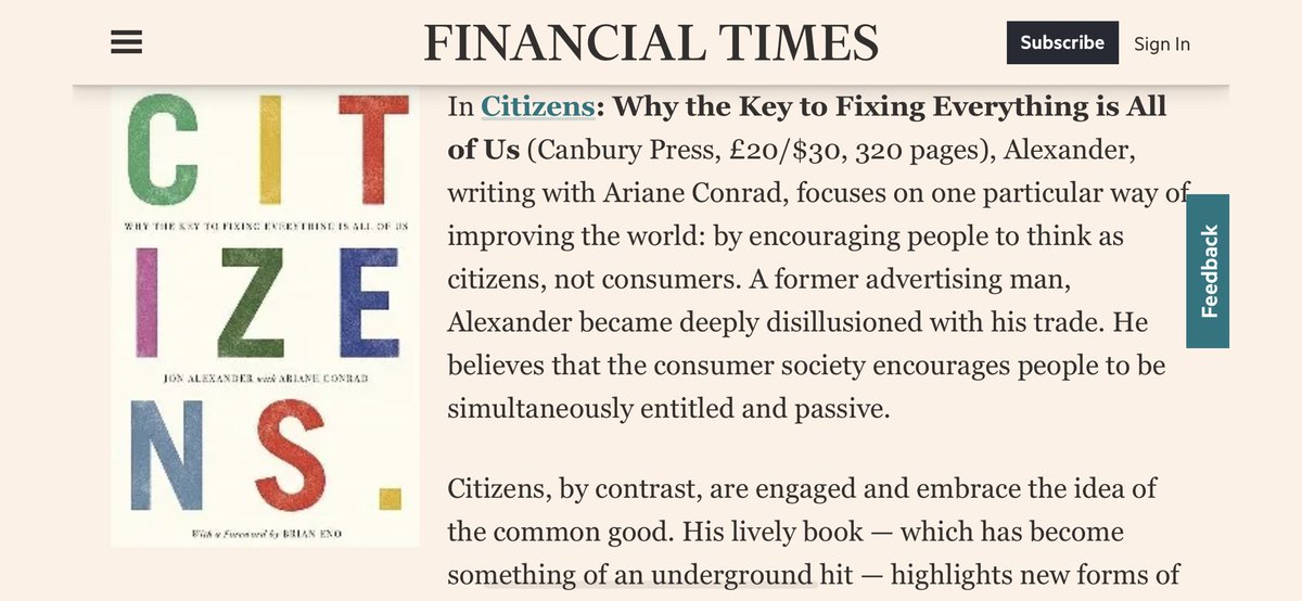 jonjalex's tweet photo. Very excited to see CITIZENS listed in @FT round up of “Best New Political Books”

@gideonrachman calls it “an important contribution” at a time when “there is an appetite for big-picture thinking that looks beyond the immediate controversies of Tory leadership contests”

😁😁😁 https://t.co/adaLMenBkC