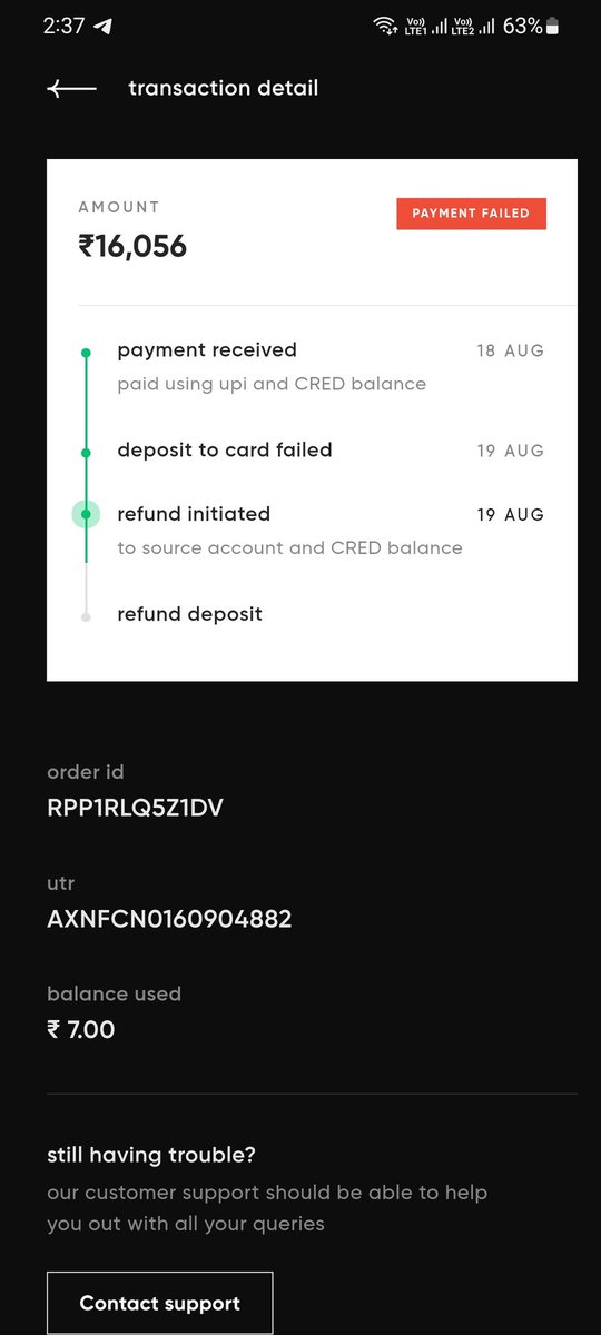 arshath098's tweet photo. I paid my credit card bill through Cred but the payment is failed. It's almost 10 days over my money is not yet refunded. I need immediate refund @CRED_club @CRED_support https://t.co/h95j1MY3iE