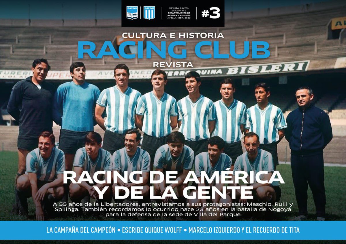 DptoCultEHistRC's tweet photo. Un día como hoy, pero de 1967, Racing obtenía la Copa Libertadores al vencer en el desempate -jugado en Chile- a @Nacional. Fue 2 a 1, con goles de Joao Cardoso y el Toro Raffo. 

Ya descargaste nuestra revista con un sinfín de notas sobre la copa? 👇

https://t.co/kMallGnt9w https://t.co/H6C8F93aZw