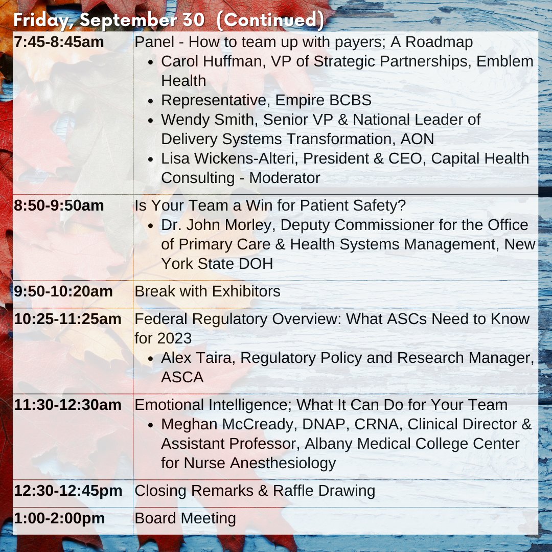 nysaascnewyork's tweet image. Are you getting excited for the #NYSAASC Fall Conference yet? Check out this lineup! #Tarrytown #ASCMonth nysaasc.org/upcoming-events