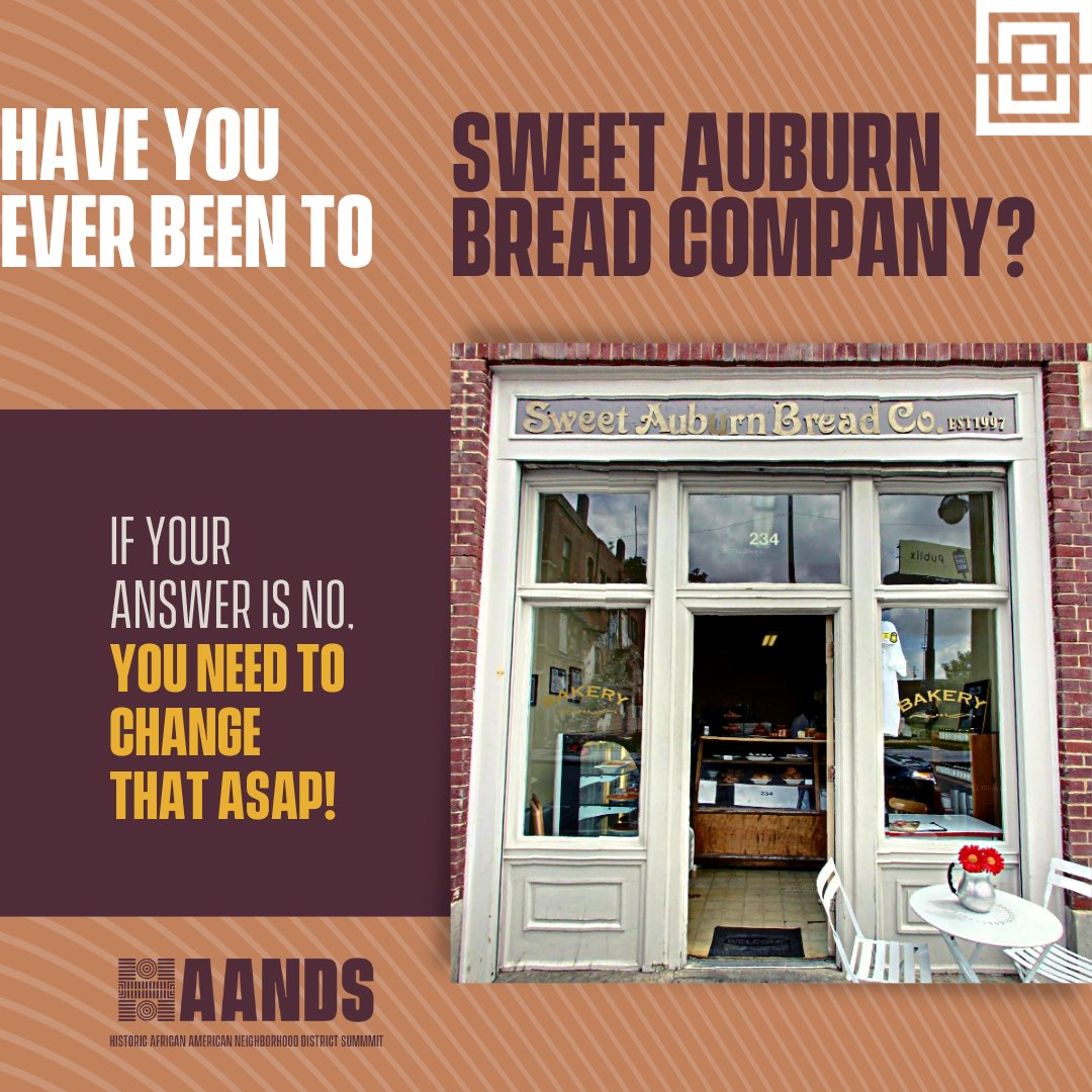 _haands's tweet photo. Have you ever been to Sweet Auburn Bread Company?
Sweet Auburn Bread Company offers delicious bakery goods like cakes, pies, cookies, muffins, and their famous sweet potato cheesecake.
#haands #historicblackdistricts
#blackmainstreets https://t.co/taFX6zRar1