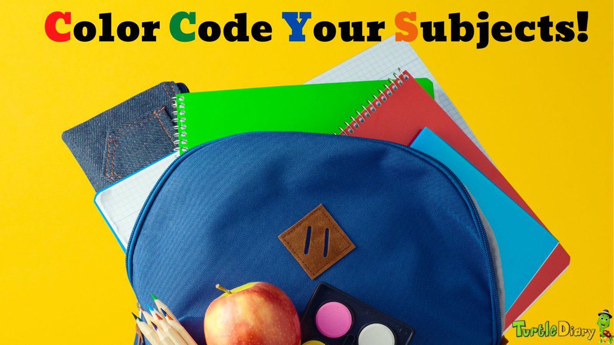 turtlediarycom's tweet image. Color Coding 101 - Help your child organize by color-coding subjects!
Buy binders and folders that correspond to subjects...we naturally equate subjects with color!  Which subject has a color for you?

#turtlediary #edapps #parents #backtoschool#gamification #edchat #homeschool