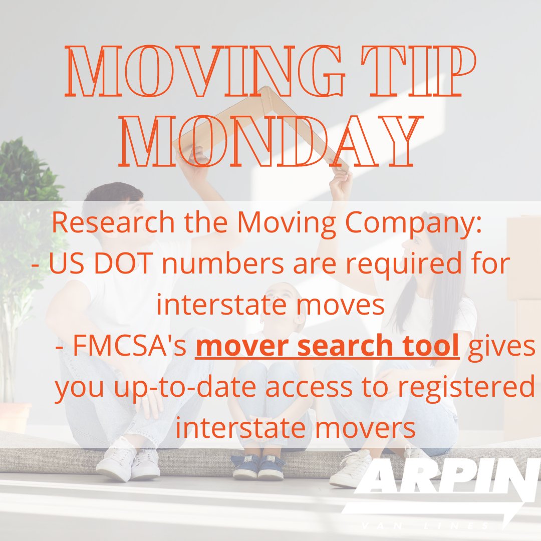 arpinvanlines's tweet photo. Research. 
Research.
Research.

Make sure your moving company is authorized to move your belongings across state lines. If not, you might chose another mover. #MovingTipMonday https://t.co/lRIBiYtsb2