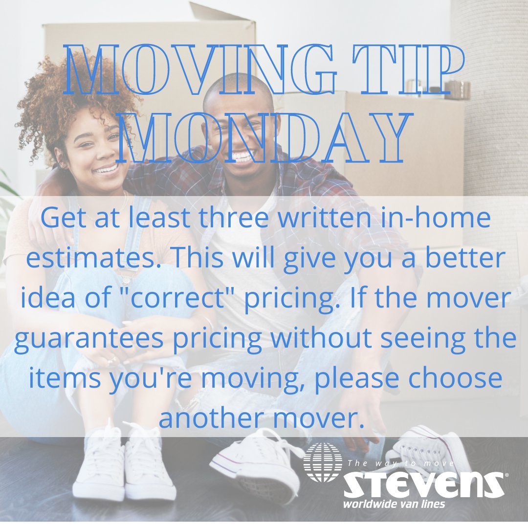 StevensVanLines's tweet photo. Quote too good to be true? It might be. Be sure to get more than one quote to ensure you're getting legitimate pricing. #MovingTipMonday https://t.co/4hUfASEHHC
