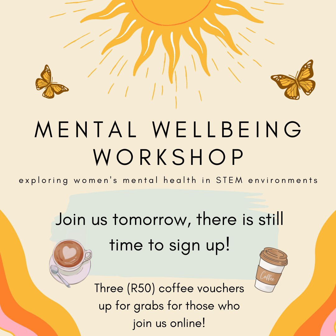 The_SAWISE's tweet photo. Join us tomorrow for our mental wellbeing event, there are three coffee vouchers up for grabs if you join us online and engage with us! 

Still time to sign up Registration: https://t.co/ngpNP9jJyP https://t.co/pgHXQPQtiz
