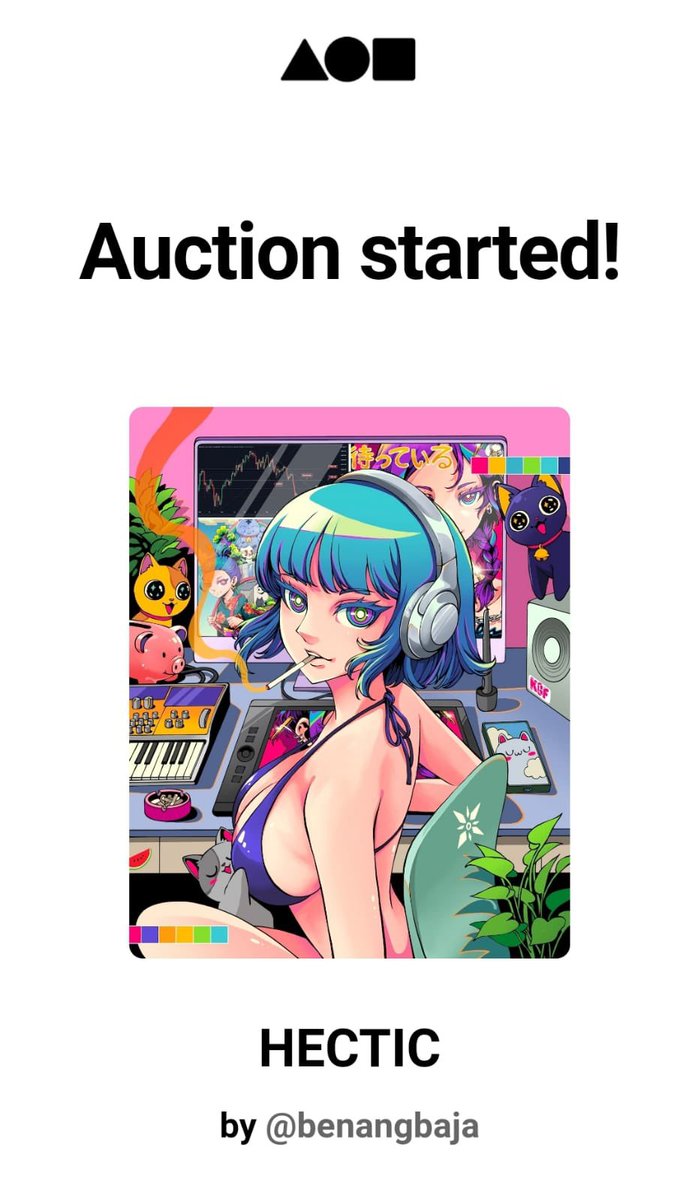 benangbaja's tweet photo. "HECTIC" auction started by @taigawhitepony 

Thank you so much for your first bid🙏✨

Link: 
https://t.co/XpaOhg0FNB

#NFT #NFTanime #NFTdrop #NFTauction #FND #NFTartist #NFTcollector https://t.co/9QR93kkca8