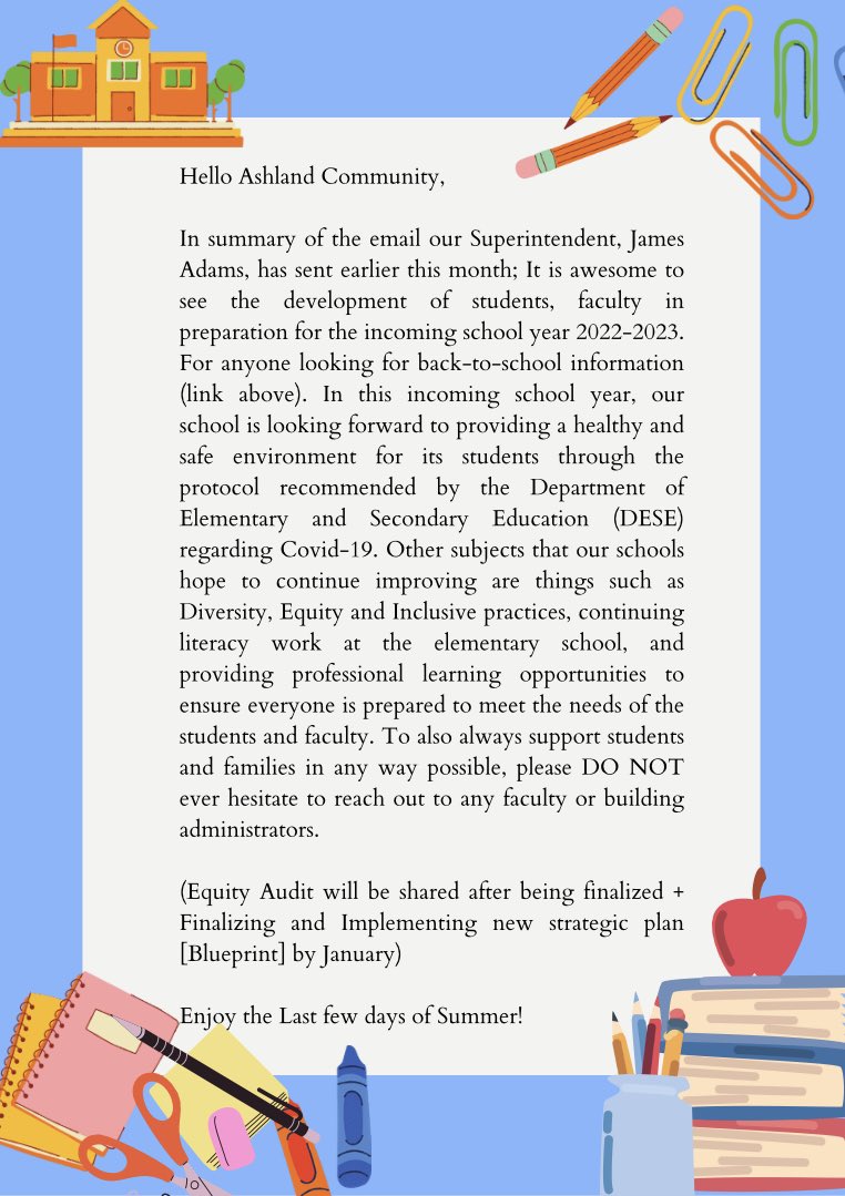 For more Back-to-school information: ashland.k12.ma.us/BackToSchool