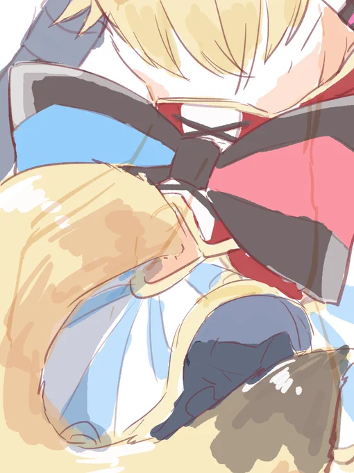 リボンあると腰のライン全部かくれるんやなぁって('-`(座長の尻尾付近がなんか描きたくなっただけ) 