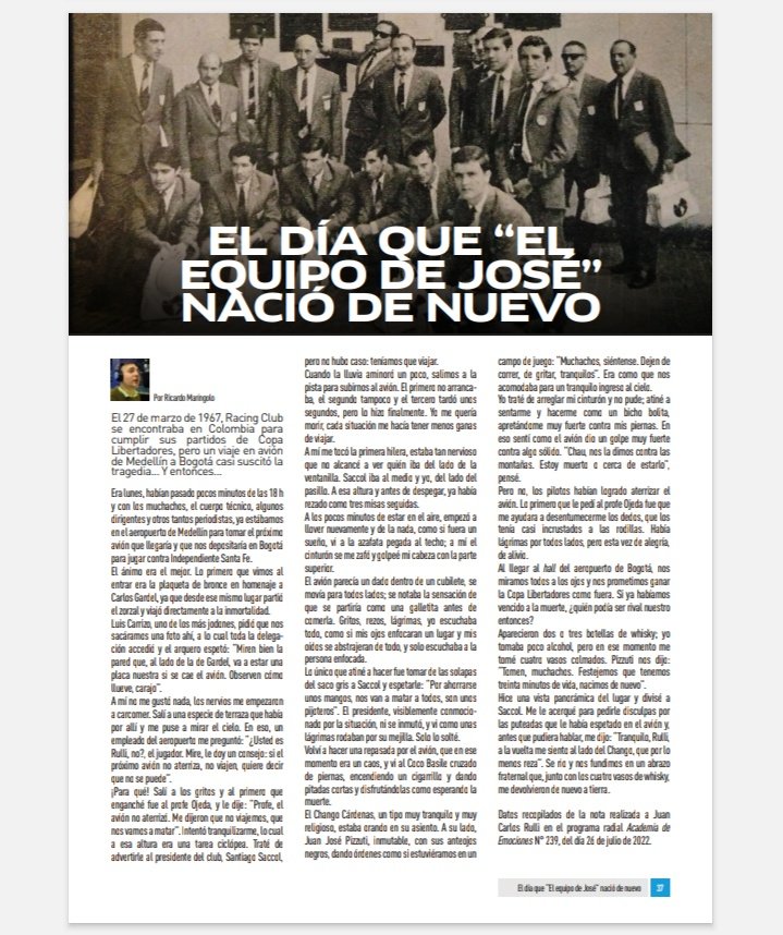 DptoCultEHistRC's tweet photo. Entrevista a Maschio, Rulli y Spilinga, el recuerdo de Quique Wolff sobre aquel equipo, el accidentado viaje en avión y ¿qué tiene que ver el recordado Pantera con la canción "y ya lo ve, es el equipo de José"? https://t.co/lu7I2KpCPR