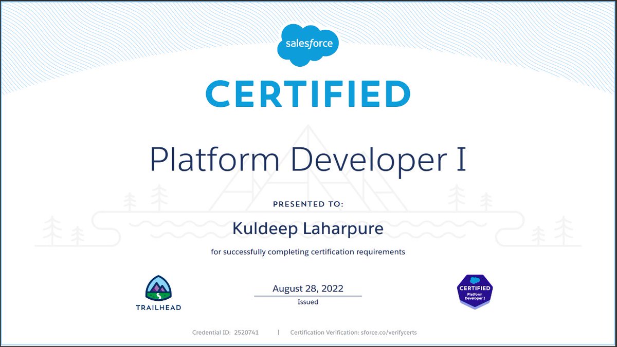 Glad to share that I have completed Salesforce Platform Developer-I Certification.

Proud to be a part of <a href="/Cognizant/">Cognizant</a> Salesforce ecosystem that fosters learning and career growth! 🎯