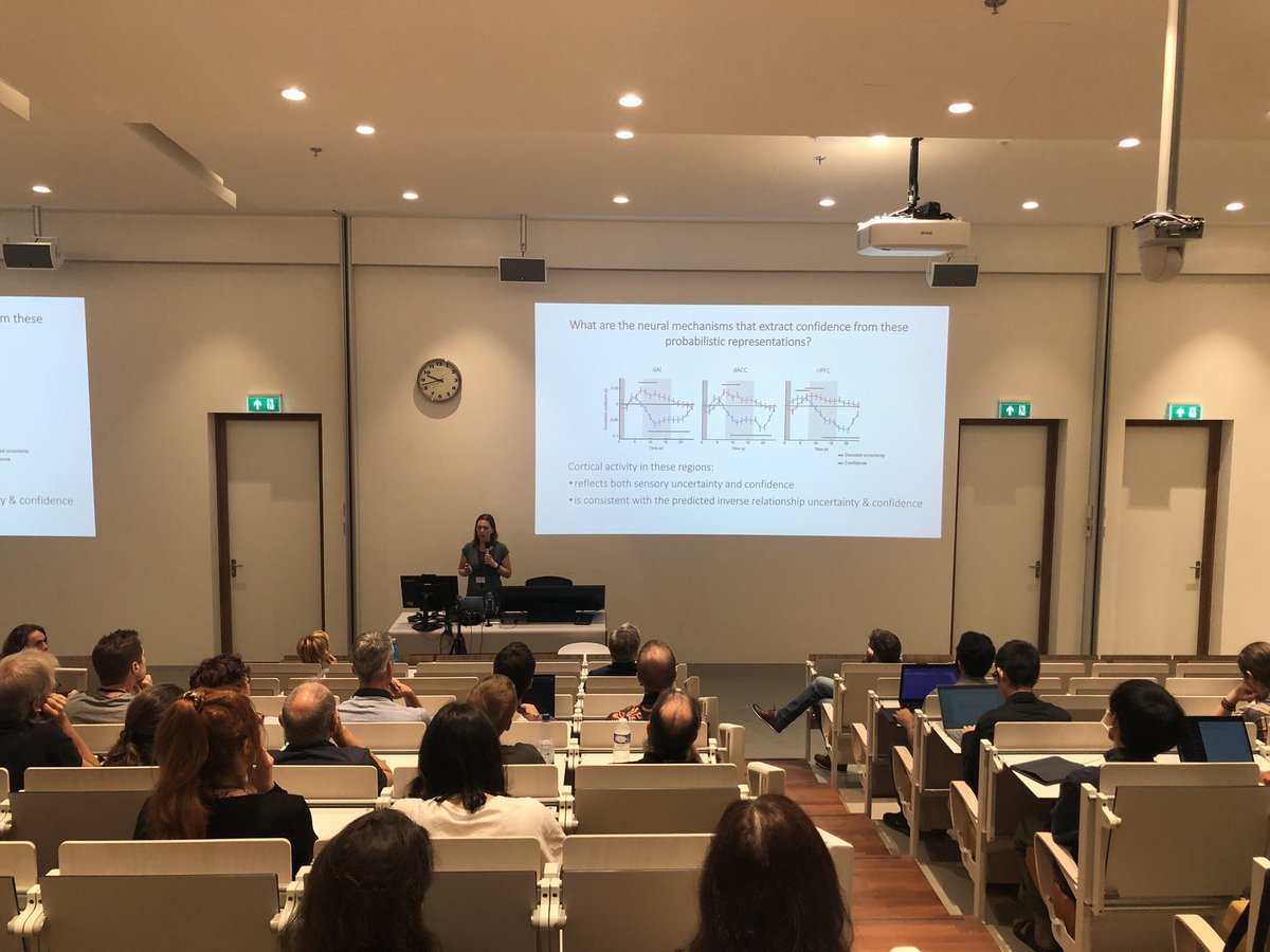 At the confidence symposium, @geurts_laura presents her very cool data on how fMRI decoding of neural uncertainty can help to understand confidence #ecvp2022 PhD defense coming this Friday!