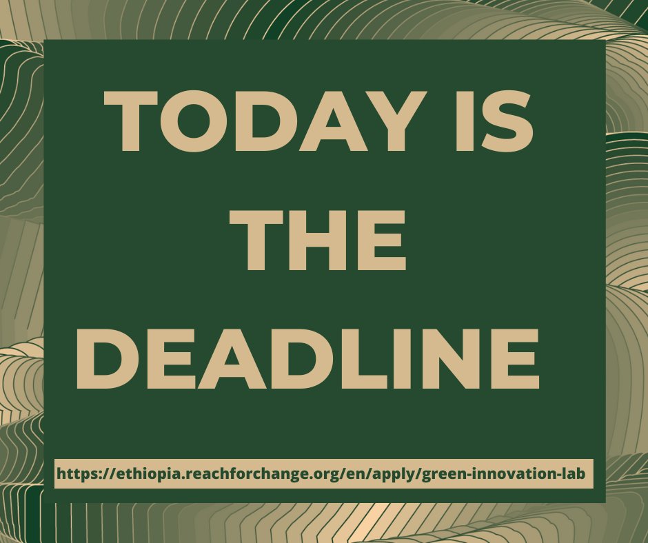 It’s your last chance to apply to the 2022 Green Innovation Lab Competition.
Apply if you have green innovative solutions that will improve the lives of children, youth, and women in Assosa by creating sustainable jobs.
Visit: 
ethiopia.reachforchange.org/en/apply/green…