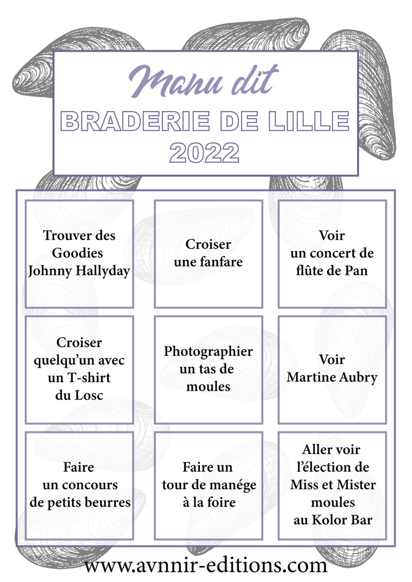 manuditbingo's tweet photo. La #BraderieDeLille commence aujourd'hui ! Voici un bingo pour pimenter un peu plus ce week-end à Lille, c'est cadeau. https://t.co/nLUZV02gUt
