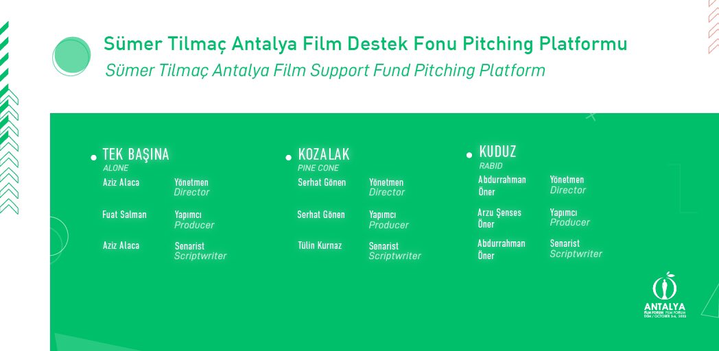 AntalyaFForum's tweet photo. #AntalyaFilmForum’un bu yılki Sümer Tilmaç Antalya Film Destek Fonu Pitching Platformu projeleri belli oldu! Yapımcı Beste Yamalıoğlu, yönetmen Emre Kayiş ile senarist, yazar ve dramaturg Yeşim Gökçe’den oluşan seçici kurul yedi başvuru arasından üç projeyi seçti. https://t.co/5yz1hhvcPn