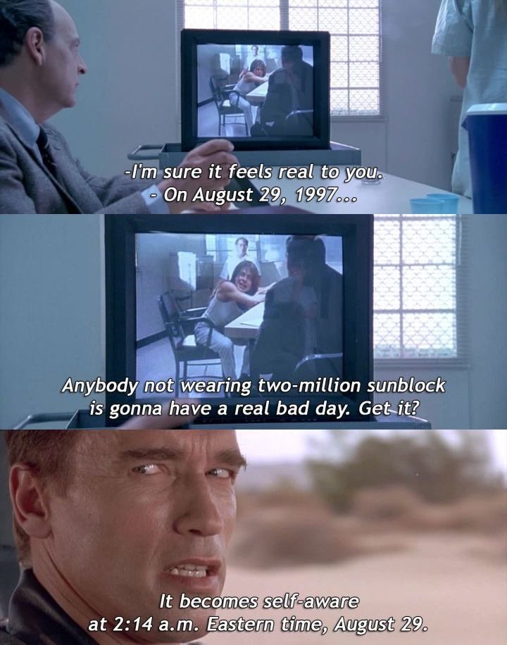 CineCalendar's tweet photo. Aug 29th 1997 - 25 years ago today Skynet become self aware #Terminator 2 #JudgementDay https://t.co/qQDB7p3uN7