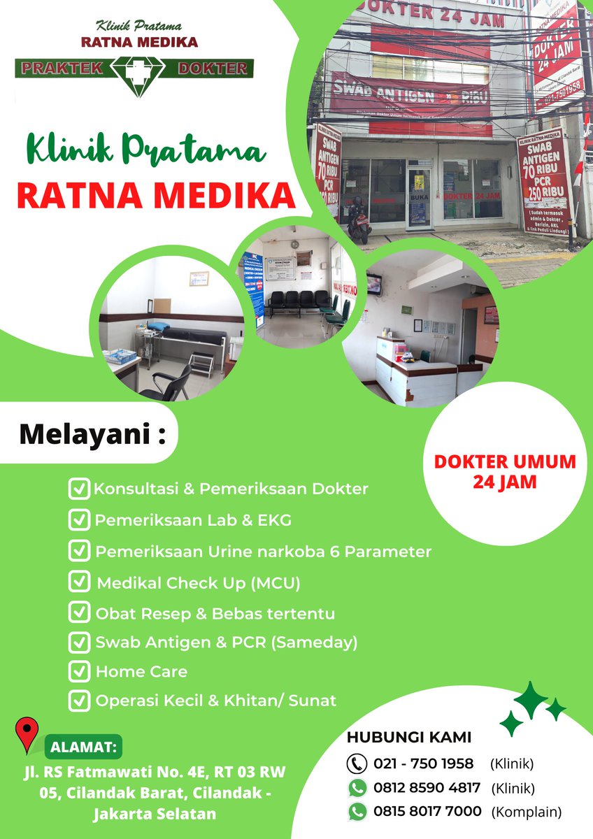 MedikaRatna's tweet photo. -KLINIK PRATAMA RATNA MEDIKA-
Melayani Pemeriksaan Umum 24 jam, Melayani dengan sepenuh hati🥰
#klinik #pelayanankesehatan #klinikratna #faskes #24jam #kemenkes #IndonesiaSehatIndonesiaHebat https://t.co/jAD6IPWD8W
