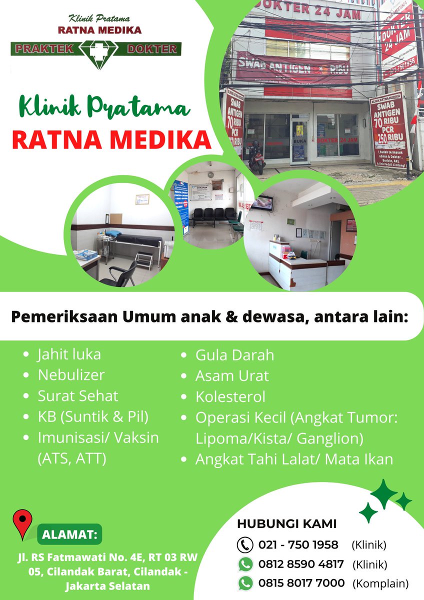 MedikaRatna's tweet photo. -KLINIK PRATAMA RATNA MEDIKA-
Melayani Pemeriksaan Umum 24 jam, Melayani dengan sepenuh hati🥰
#klinik #pelayanankesehatan #klinikratna #faskes #24jam #kemenkes #IndonesiaSehatIndonesiaHebat https://t.co/jAD6IPWD8W