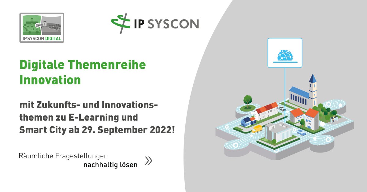 IP SYSCON DIGITAL präsentiert die neue "Digitale Themenreihe Innovation"! Anmeldung unter ipsyscon.digital/registration. #smartcity #learning #learning #smartcities #innovation #citizenscience #Energiewende