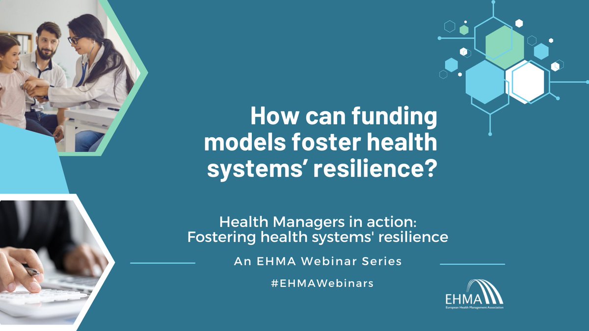 EHMAinfo's tweet photo. Our 4⃣th #EHMAWebinar on #HealthManagers in Action will discuss the existence of optimal #FundingModels to foster #HealthSystems resilience.
🗓️Join us on 20 Sept. - free of charge! An informal🗣️networking session will follow the webinar
Register ➡ https://t.co/Z3mmoqgc6N https://t.co/9FixevI4tD
