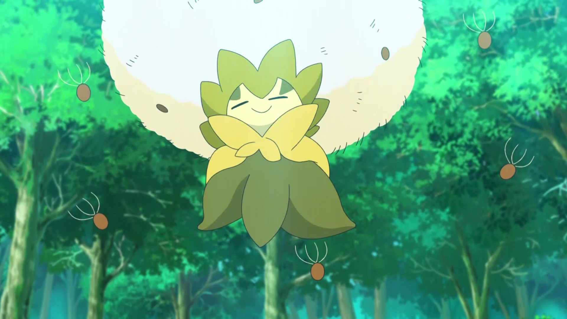 アニメ ポケットモンスター 公式 アニポケ 豆知識 はなかざりポケモン ヒメンカ そよ風でくるくる回りながら楽しそうに歌う愛らしさに魅せられ 育てる人も多いとか 進化すると ワタシラガ になり 栄養満点なわたげのタネで草木や ポケモンを