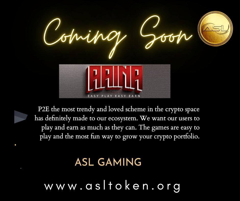 tokenASL's tweet photo. AAINA - EASY PLAY EASY EARN 
ASL GAMING COMING SOON 🚀🚀💸💸
#P2EGame #ASLTOKEN #AVAX  $ETH https://t.co/yTfZ77YgCO