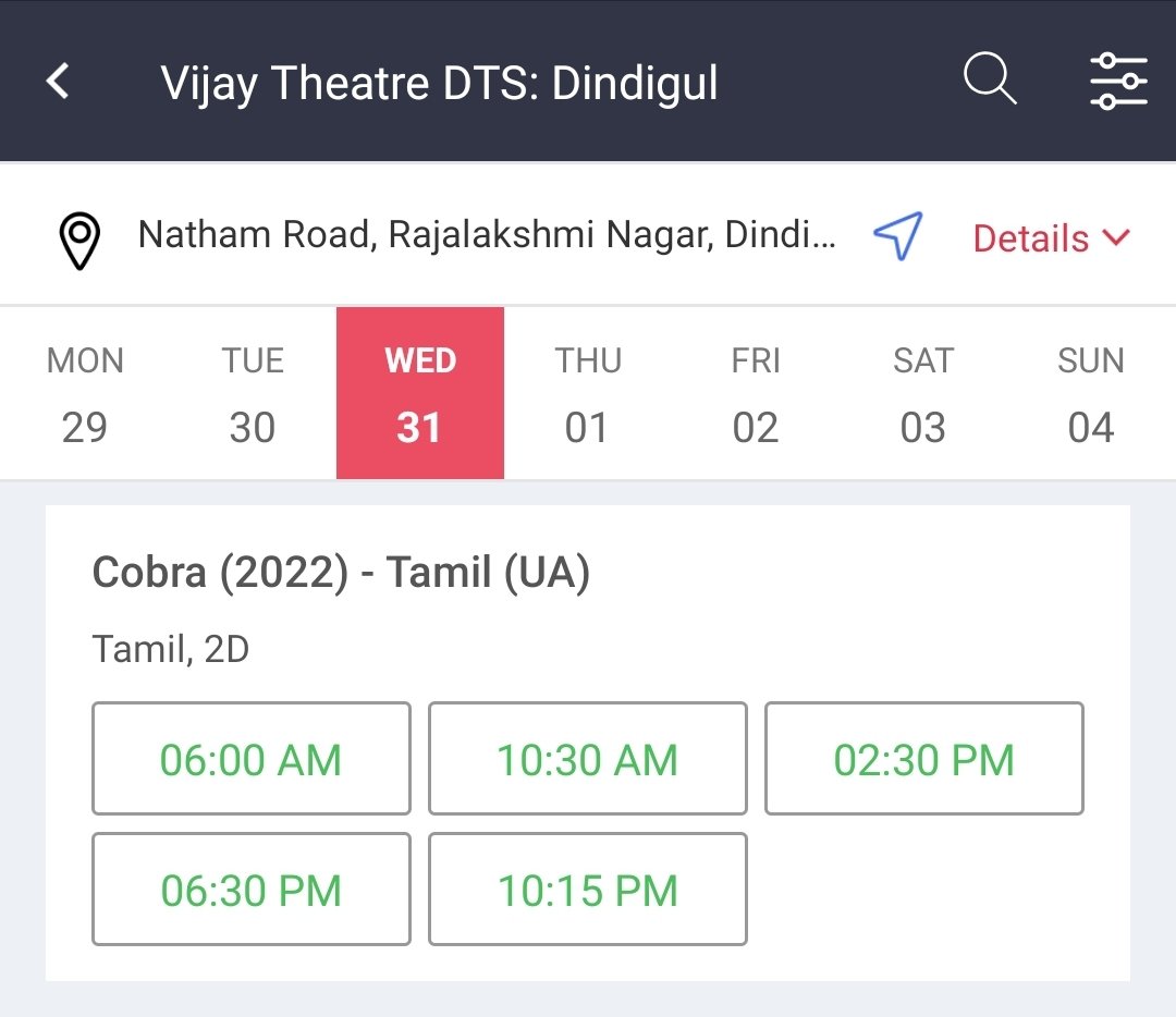 DindigulCinemas's tweet photo. #Cobra - Bookings open at @VijayTheatre 

FDFS @ 6 AM https://t.co/yLbZqUfrK1