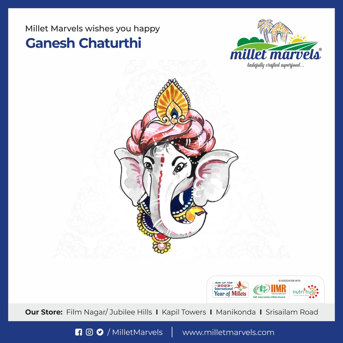 MilletMarvels's tweet photo. Millet Marvels Wishes you and your family a Happy and blessed Ganesh Chaturthi!
#HappyGaneshChaturthi #GaneshChaturthi2022 #MilletMarvels #SwitchtoMillets #HealthyFood #GaneshChaturthi #GanapatiBappaMoriya https://t.co/KDfZqCJeiE
