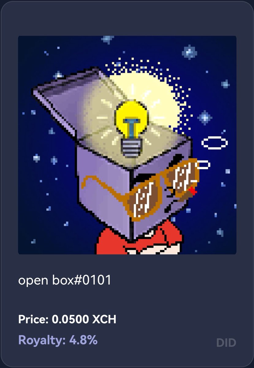 openedbox2022's tweet photo. 💡Thinking can make a bigger world💡
#Chia #NFT #XCH #skynft #dexie https://t.co/qaEMJW9j7l
