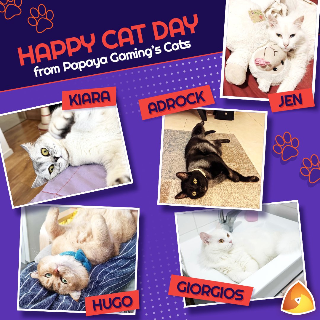 CATS ARE THE BEST.
They're goofy, fluffy, and simply adorable. 
Since our office is animal friendly, we proudly parade Papaya Gaming's Cats to celebrate International Cat Day, mentioned this month!

Nice to meet you, fur-iends. https://t.co/pCENuUl3Qw