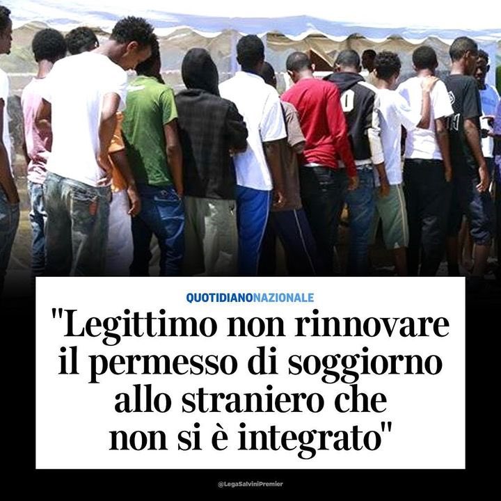 matteosalvinimi's tweet photo. Per Consiglio di Stato è legittimo non rinnovare permesso di soggiorno allo straniero che non si è integrato. Solo a me sembra una sentenza di buonsenso? Perché per qualcuno pare essere solo una brutta notizia? Il 25 settembre cambia il mondo. Io ci #Credo. #25settembrevotolega https://t.co/siR4Sb3uz8